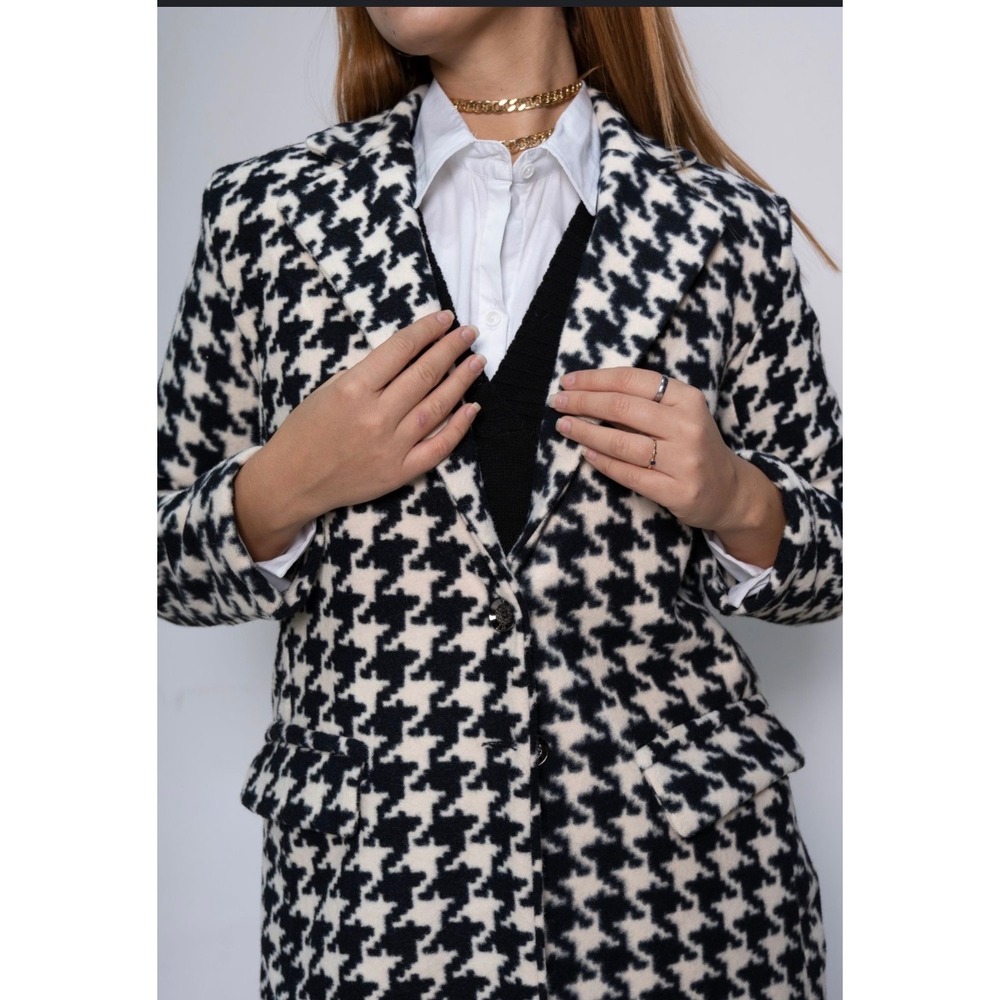 JH Collectibles Houndstooth Blazer Jacket Women Size S Wool Blend‎ Classic
